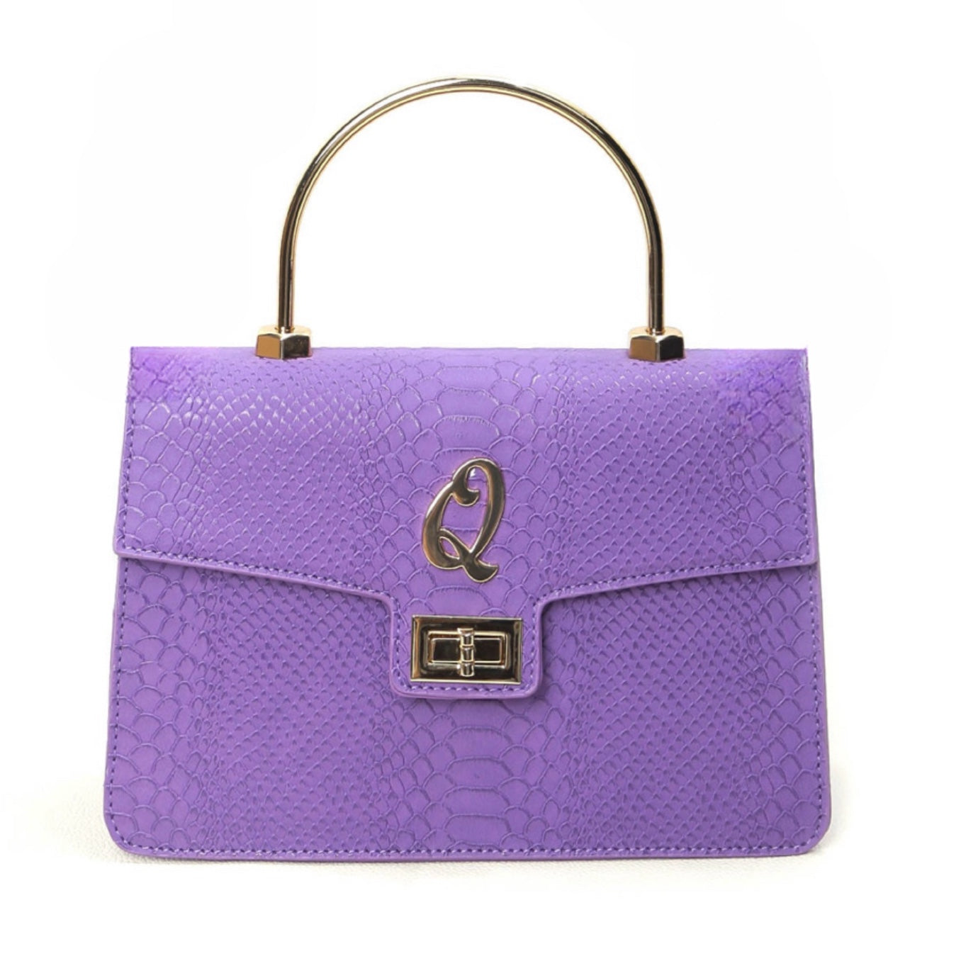 Jazzy on sale Purple U-Shaped Handbag with gold handles.