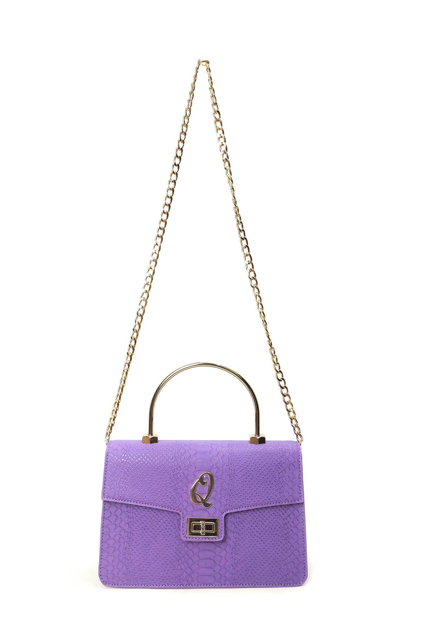 The "Q" Gold Handle Bag-Purple